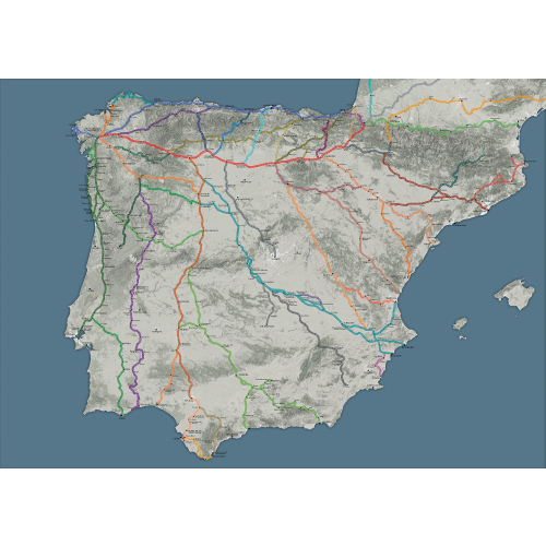 The Big Map of the Caminos de Santiago in Spain and Portugal (50x70 cm)