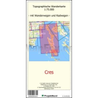 Cres mit Wanderwegen und Radwegen 1:175.000